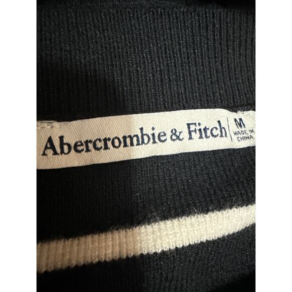 Abercrombie & Fitch Black White Striped Short Sleeve Crew Neck Sweater Top Sz M - Picture 3 of 3